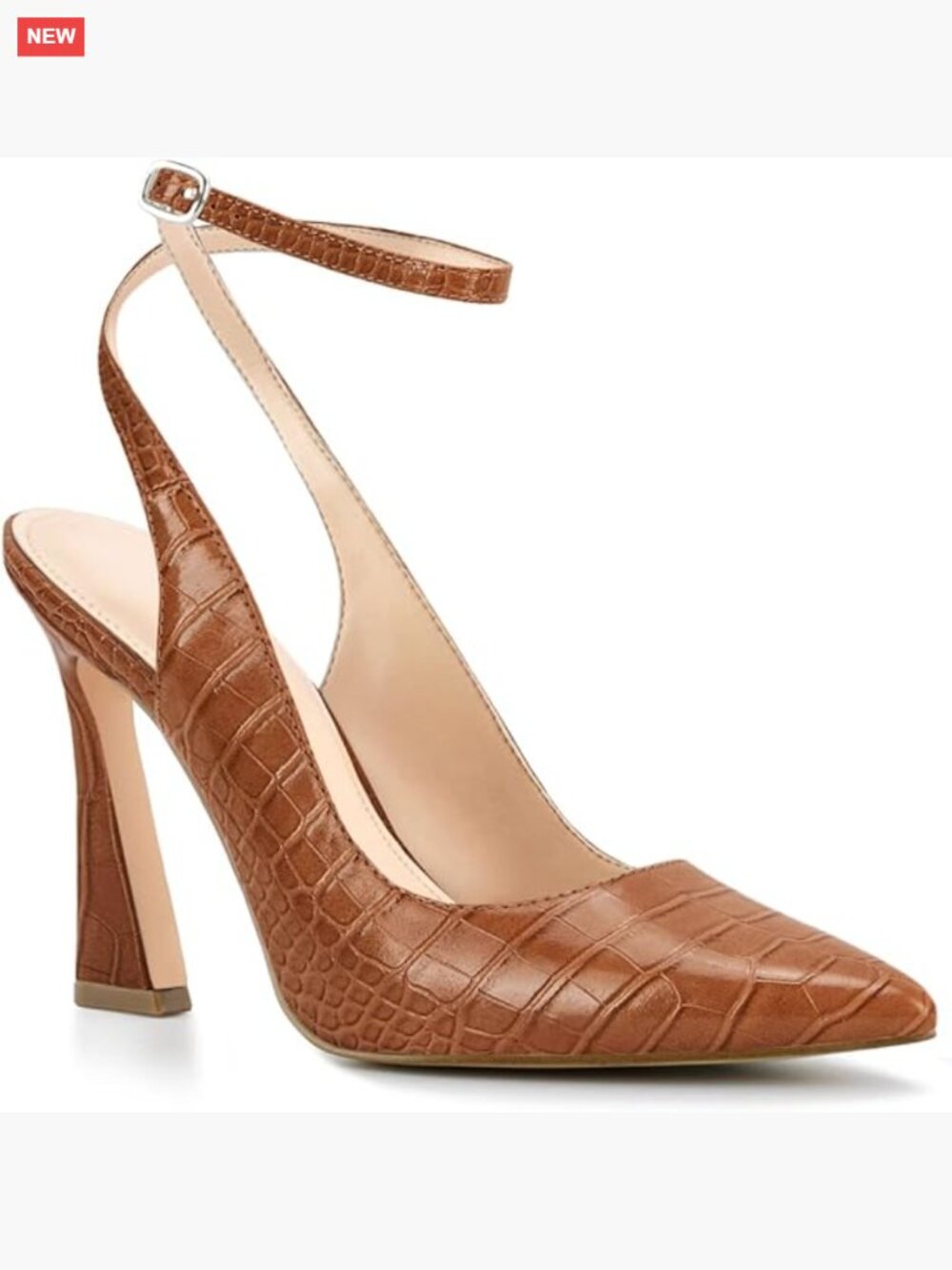 Size 6 Pointed Toe Pumps with Adjustable Ankle Strap, 3.74 Inch Heel